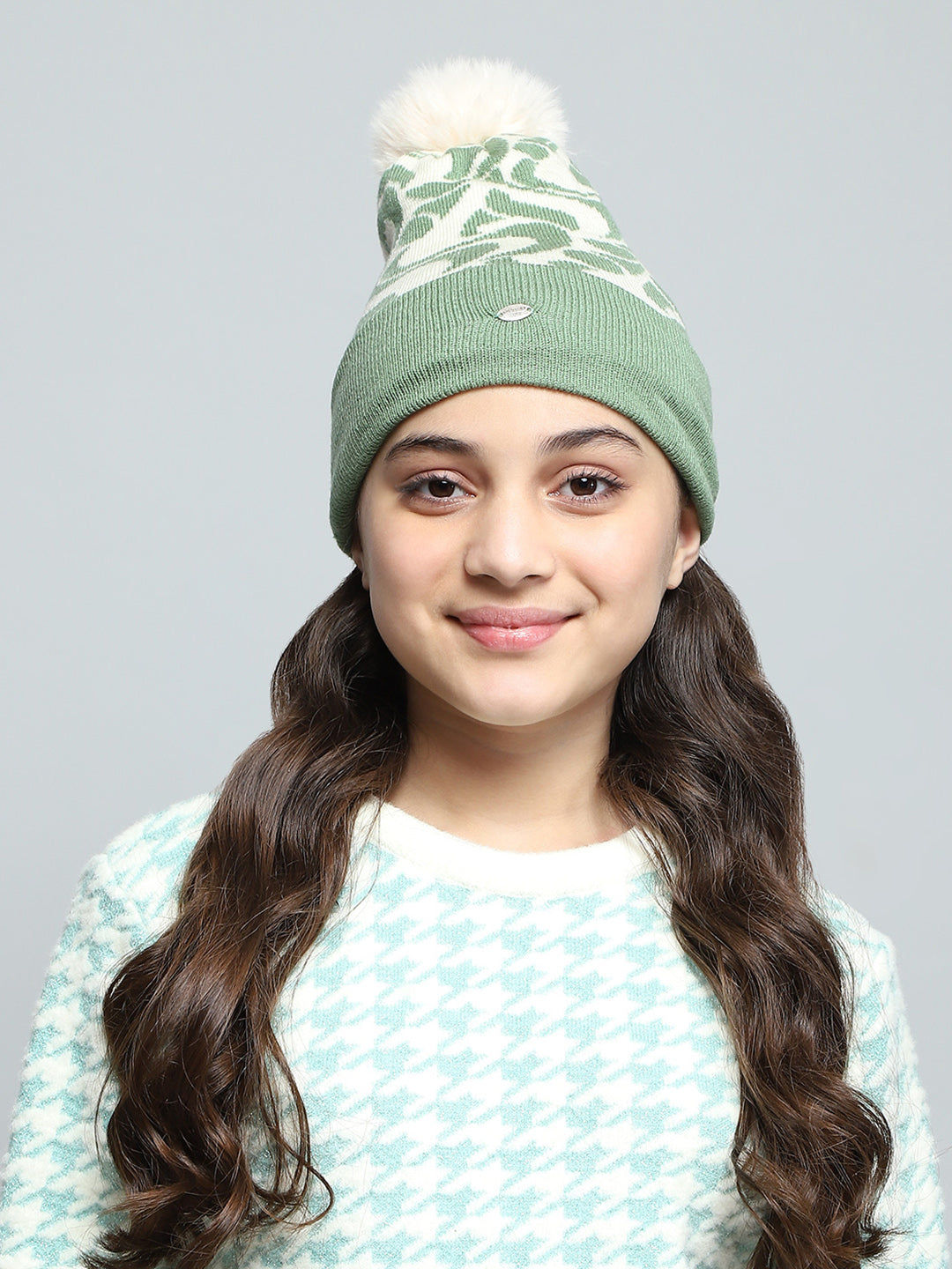 Kids Green Self Design Cap