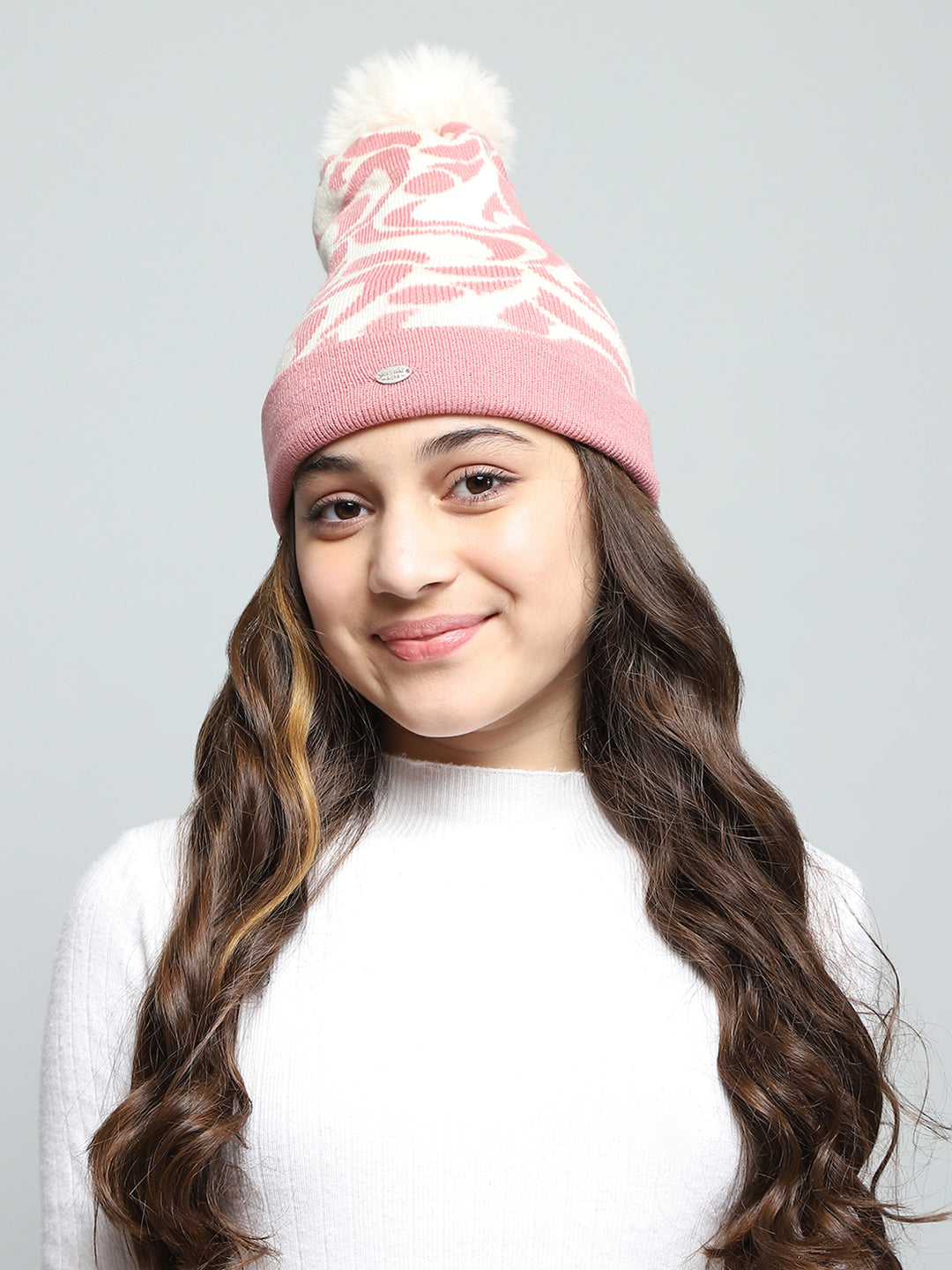 Kids Pink Self Design Cap