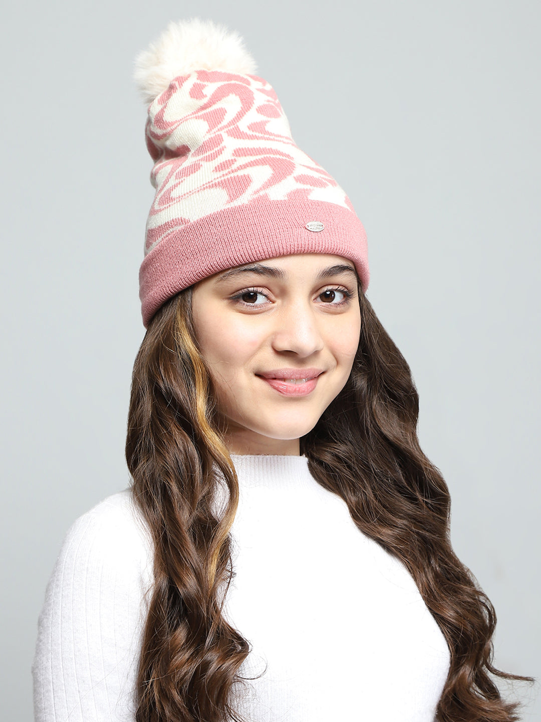 Kids Pink Self Design Cap