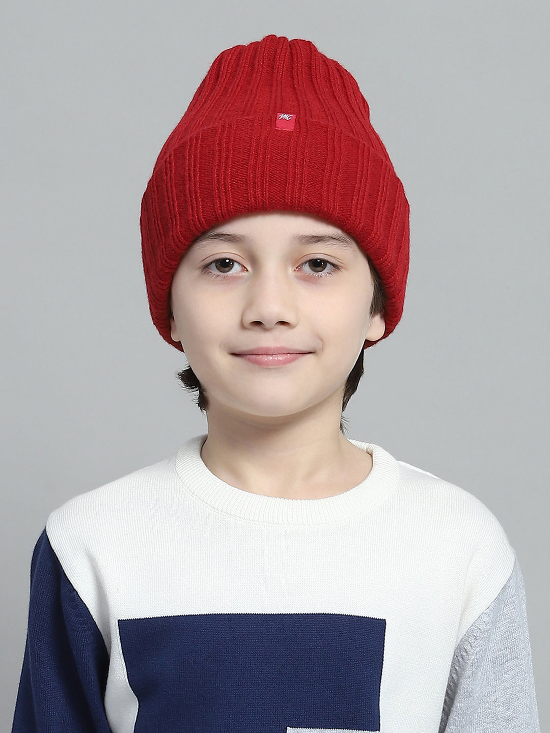Kids Maroon Self Design Cap