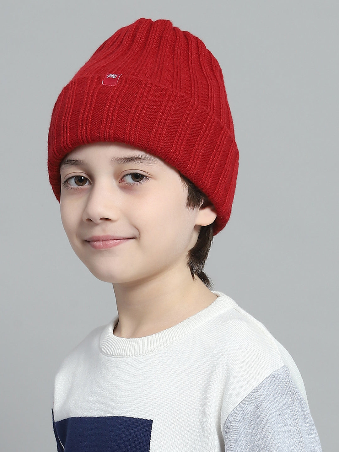 Kids Maroon Self Design Cap