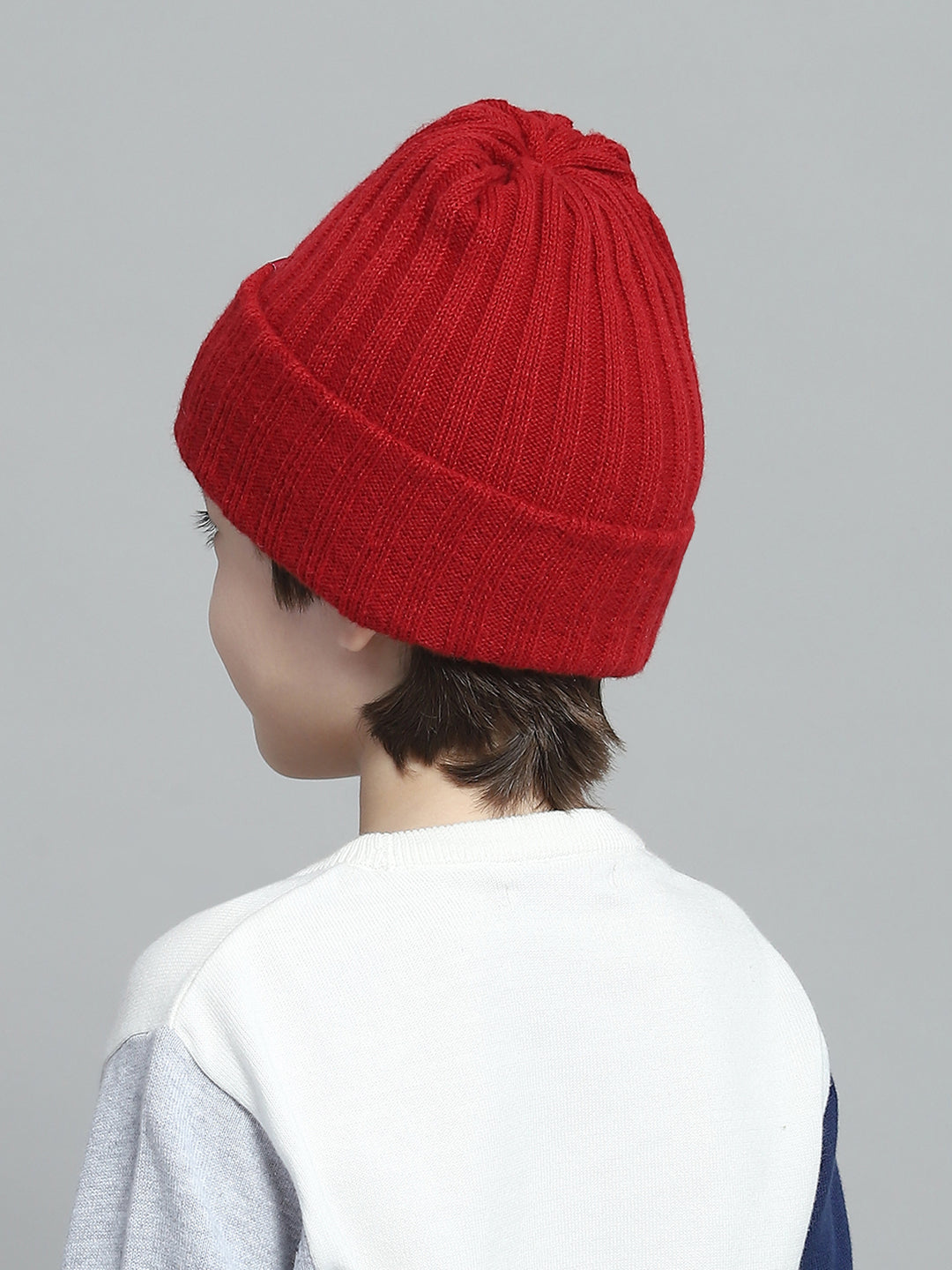 Kids Maroon Self Design Cap