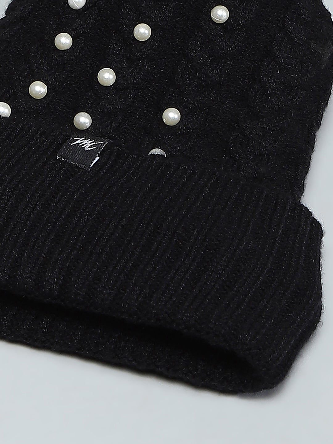 Kids Black Self Design Cap