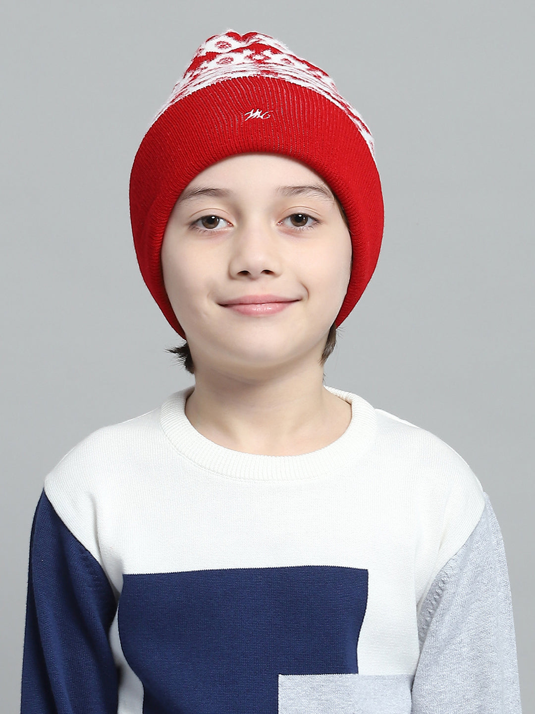 Kids Red Self Design Cap