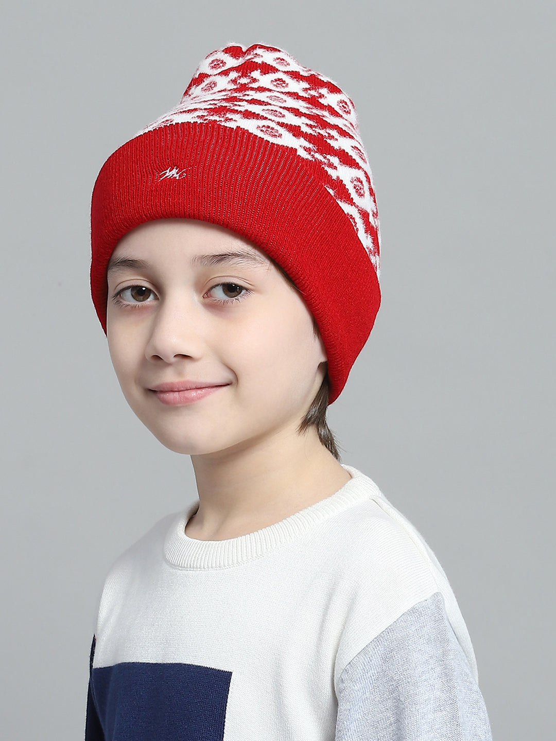 Kids Red Self Design Cap
