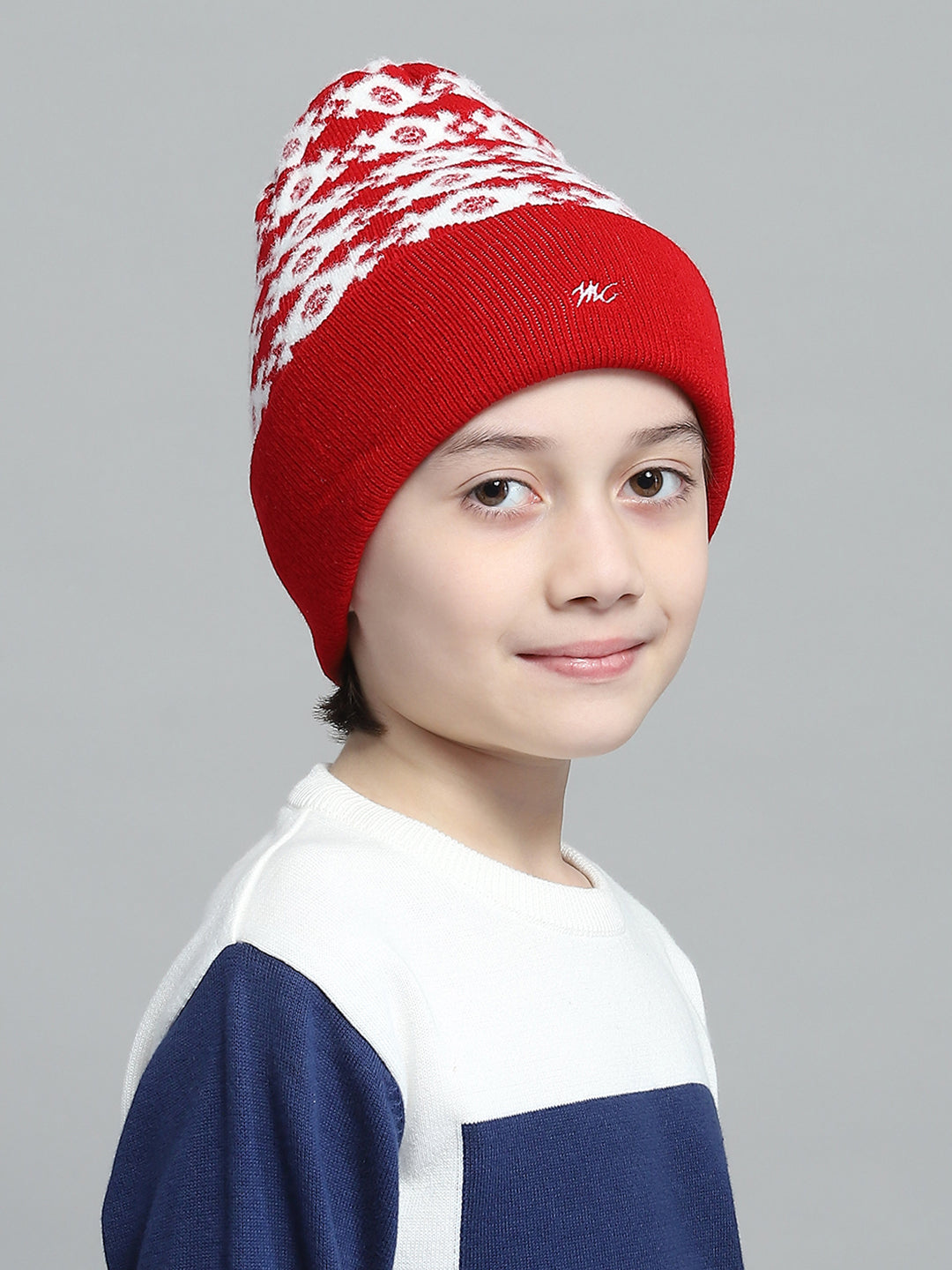 Kids Red Self Design Cap