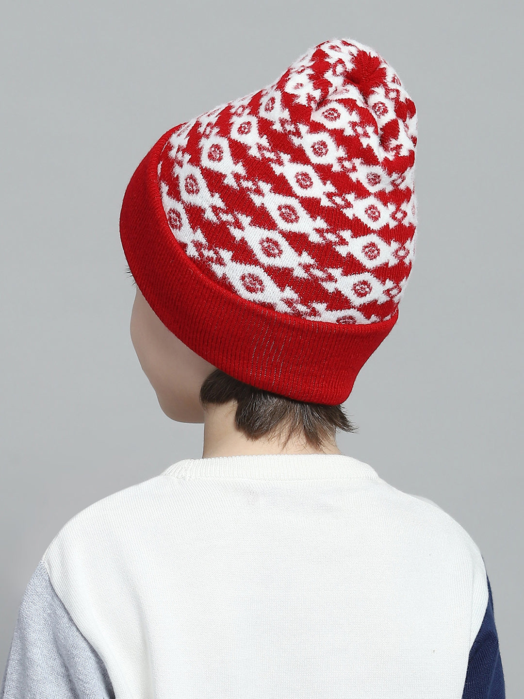 Kids Red Self Design Cap