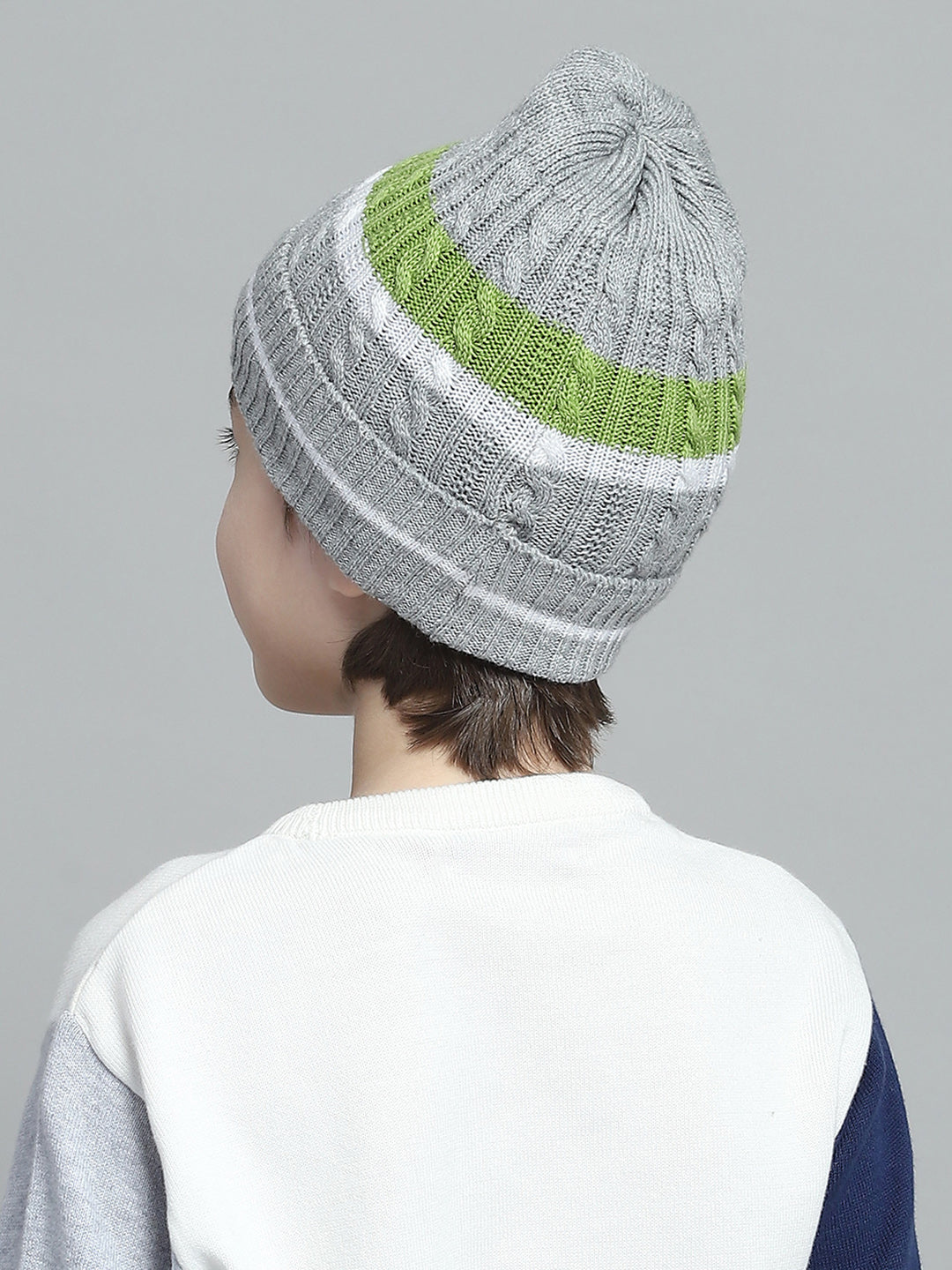 Kids Grey Self Design Cap