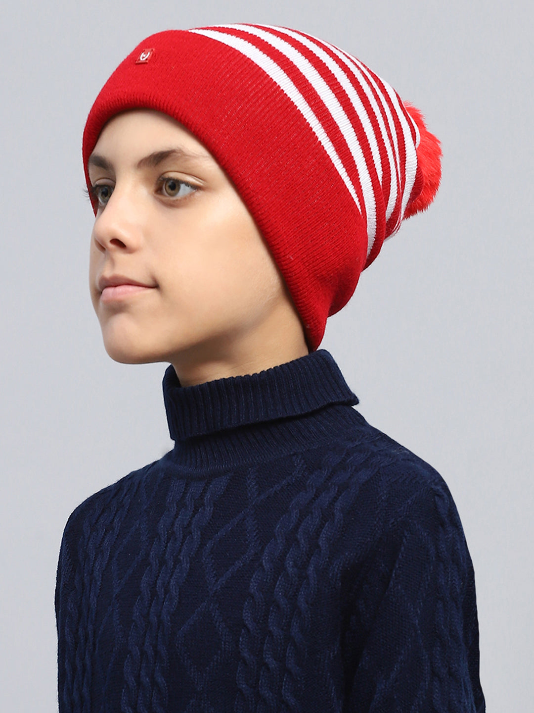 Kids Red Self Design Cap