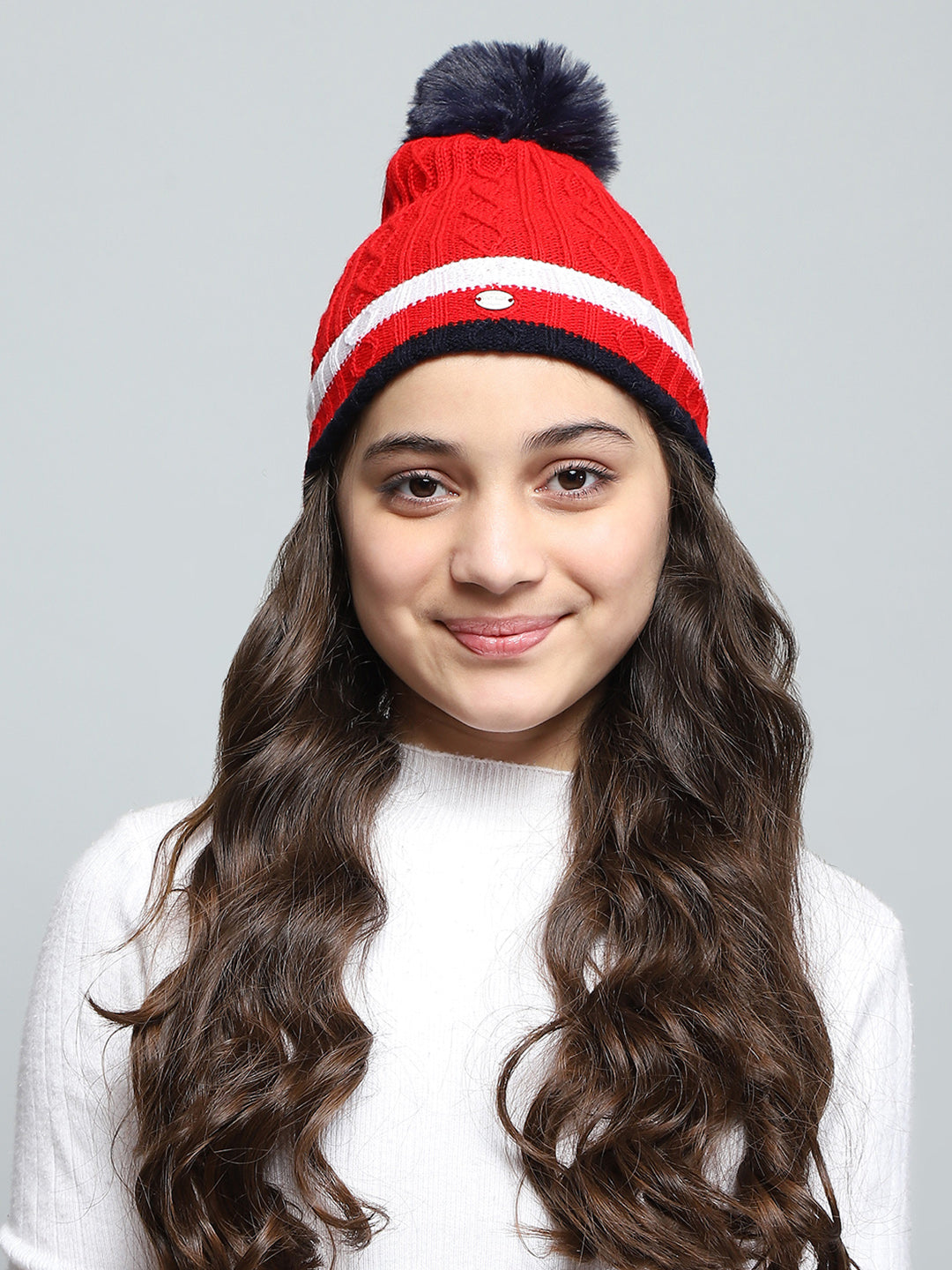 Kids Red Self Design Cap