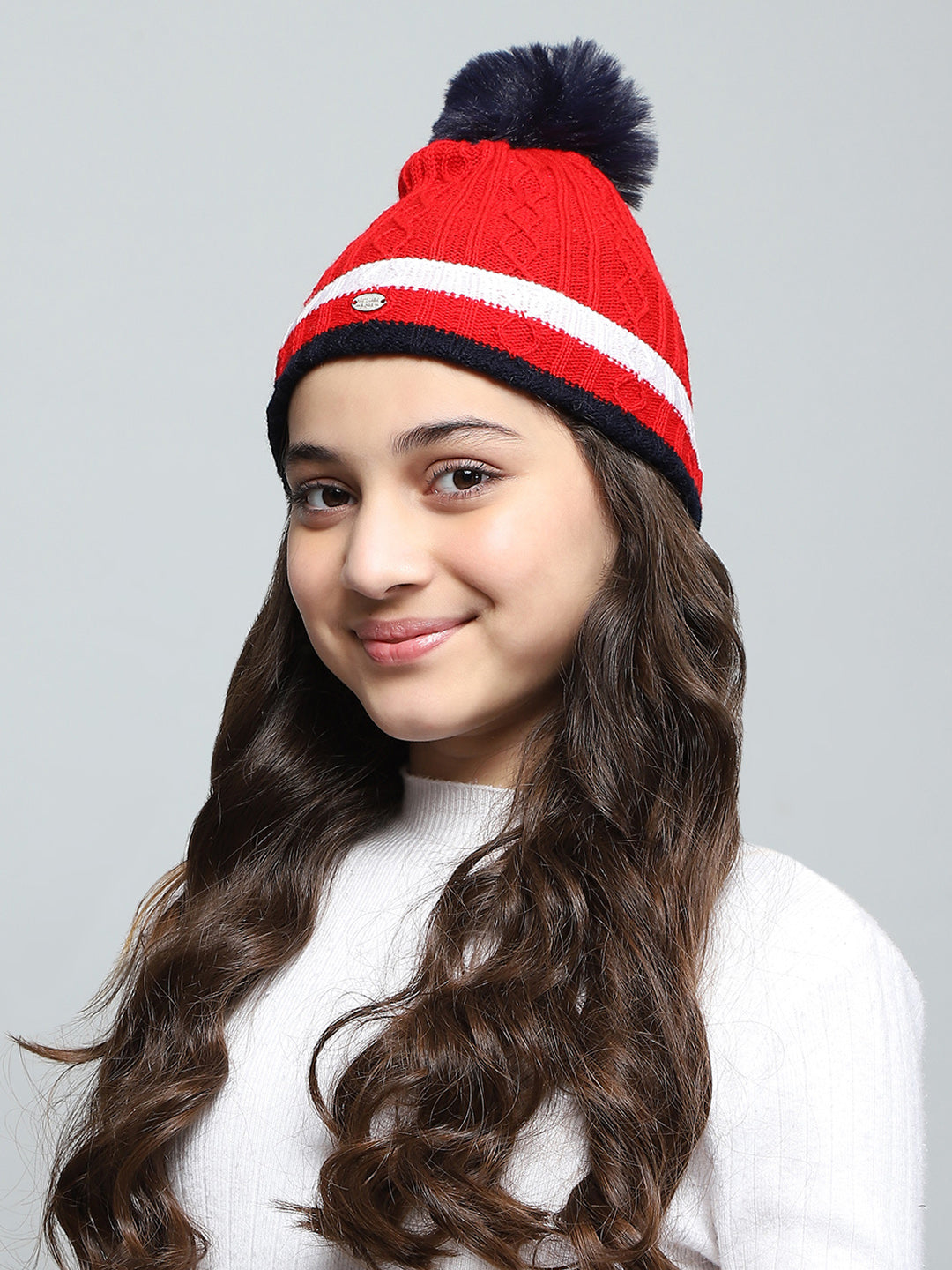 Kids Red Self Design Cap