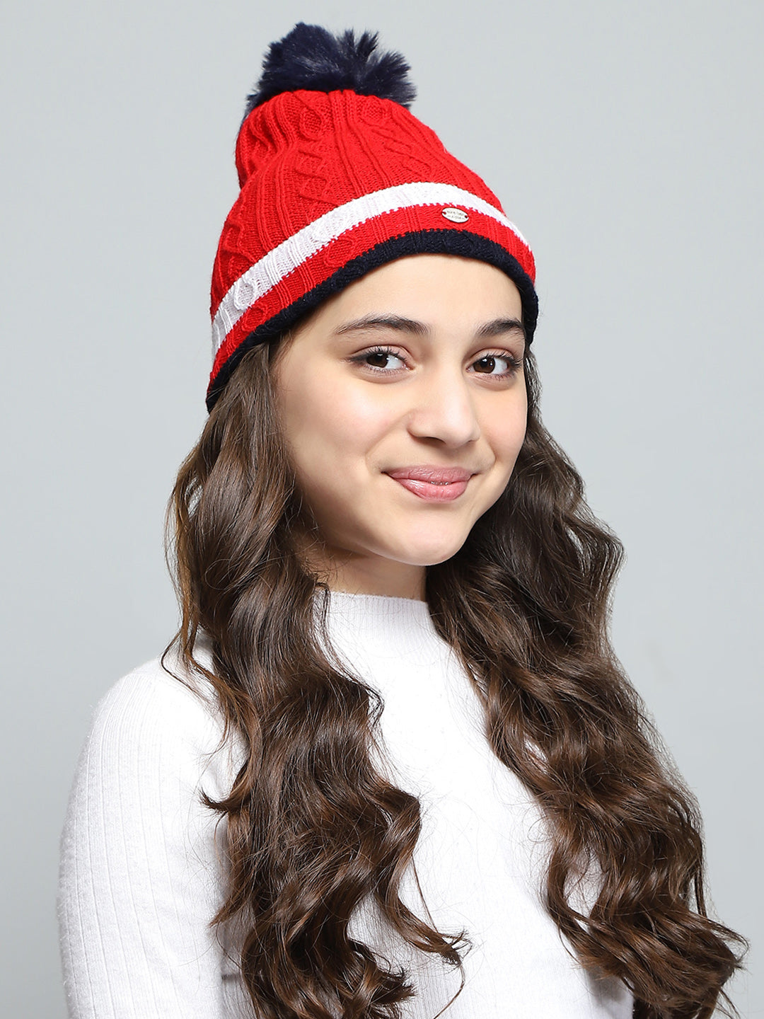 Kids Red Self Design Cap