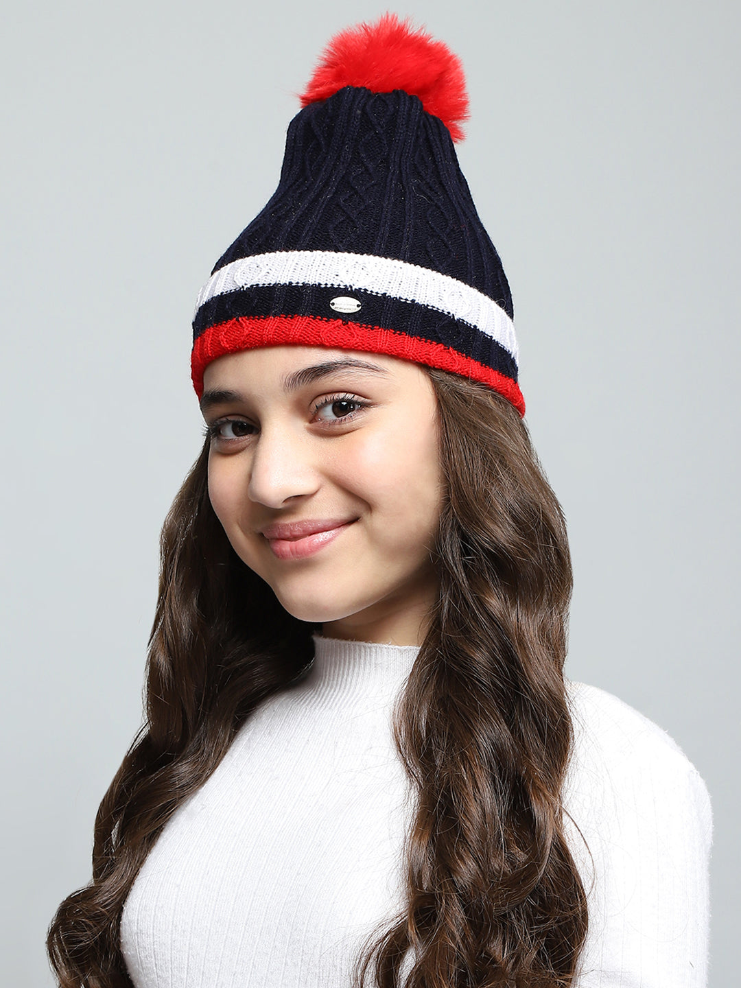 Kids Navy Blue Self Design Cap