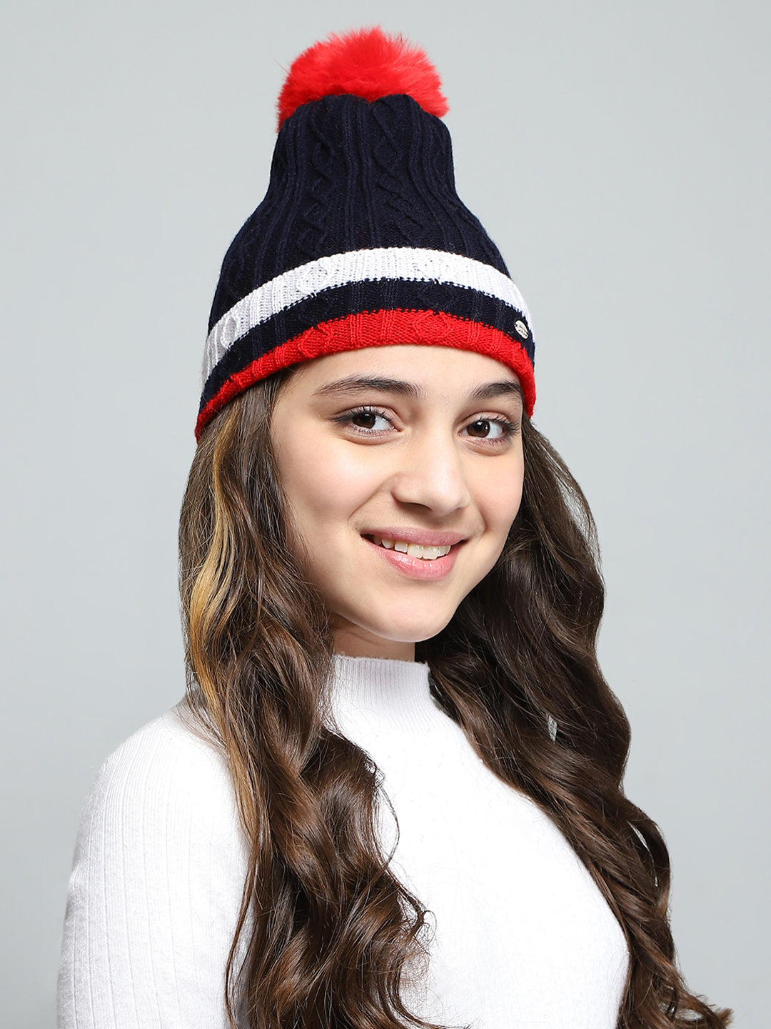 Kids Navy Blue Self Design Cap