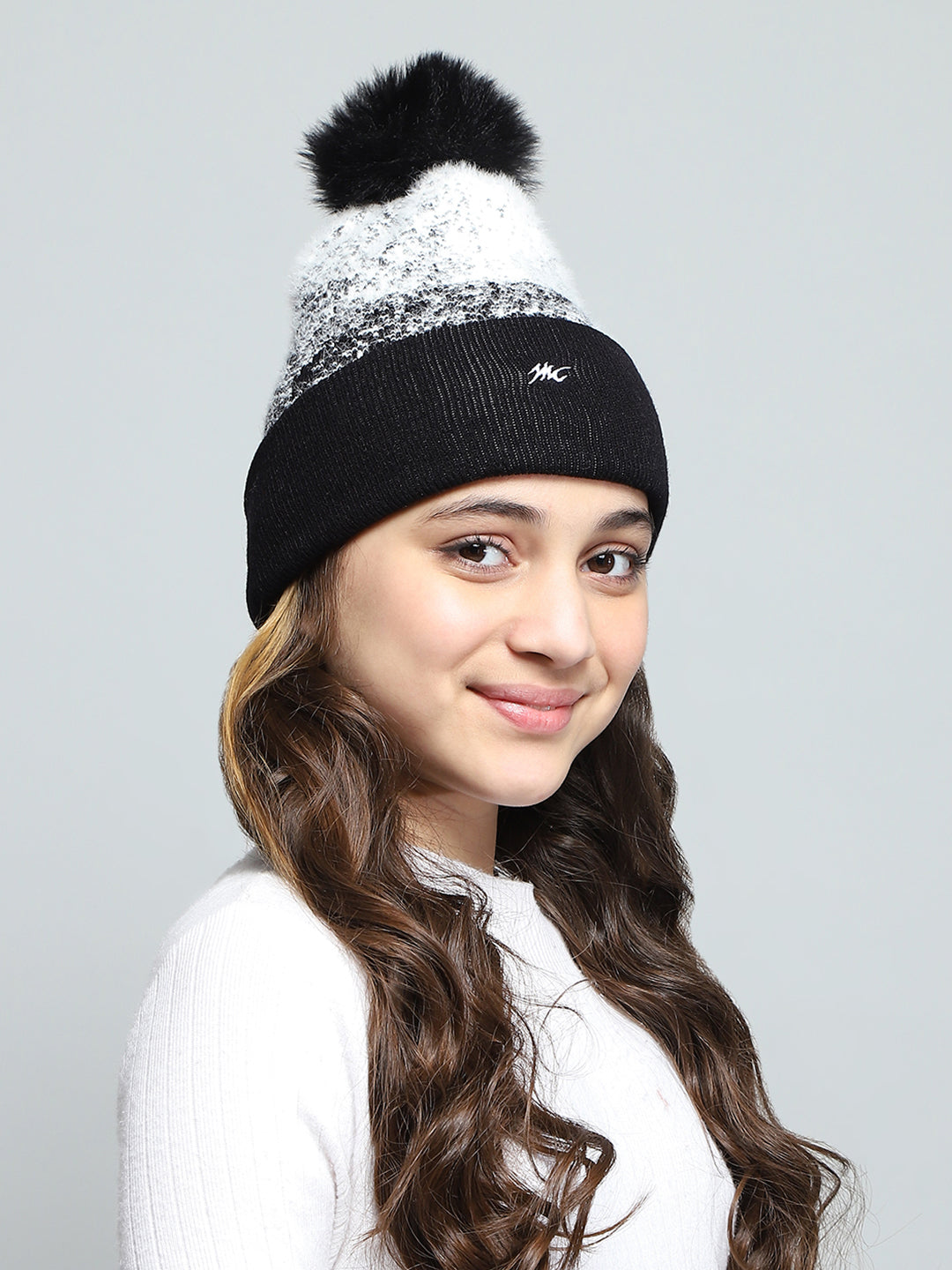 Kids Black Self Design Cap