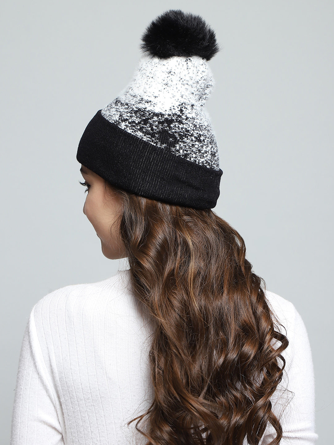 Kids Black Self Design Cap