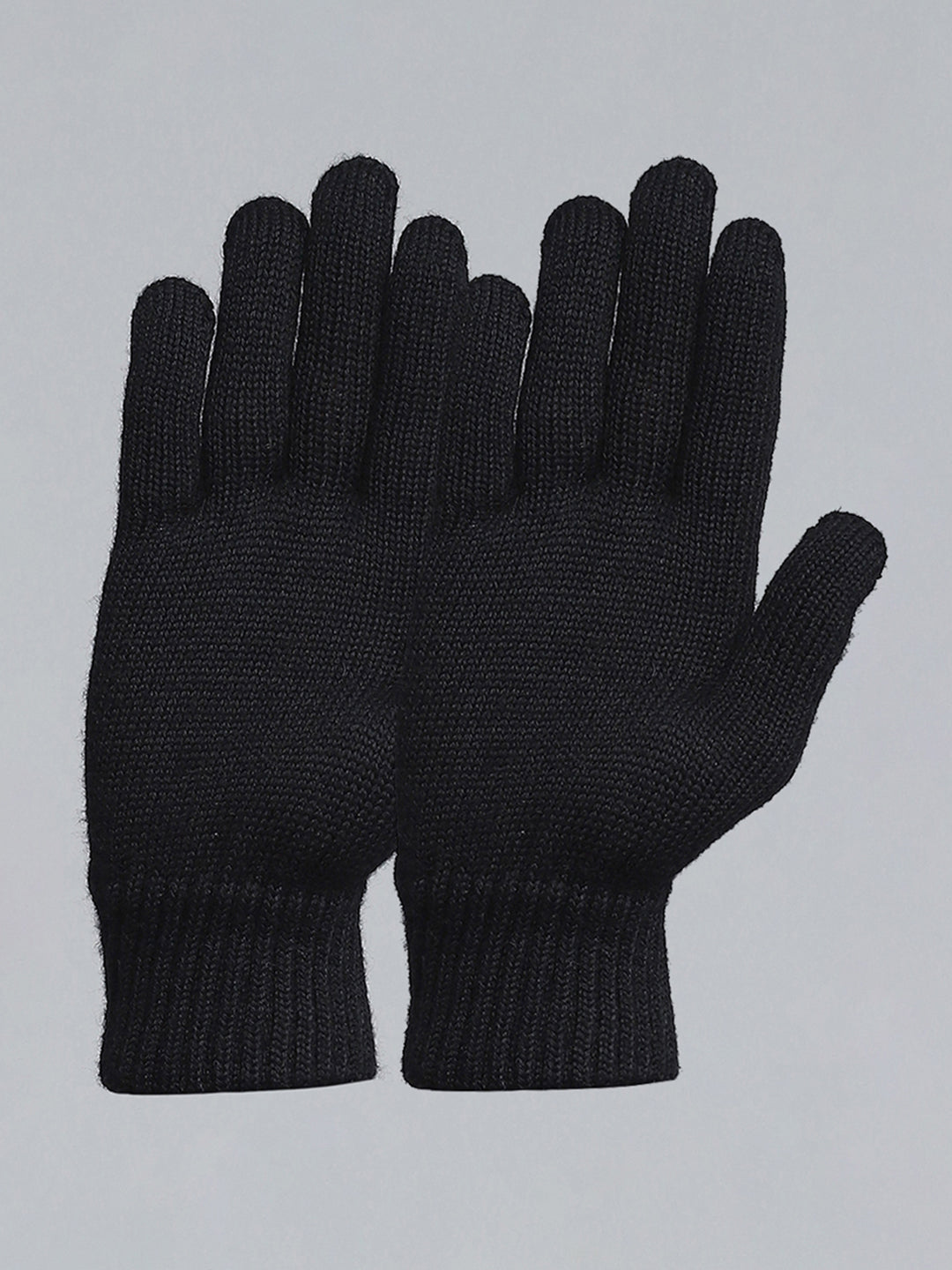 Men Black Self Design Gloves