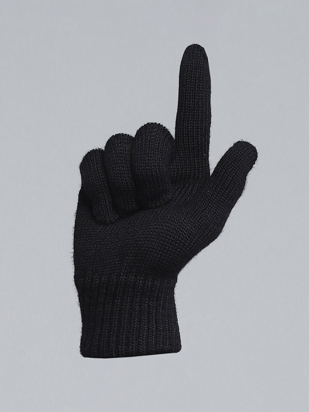 Men Black Self Design Gloves
