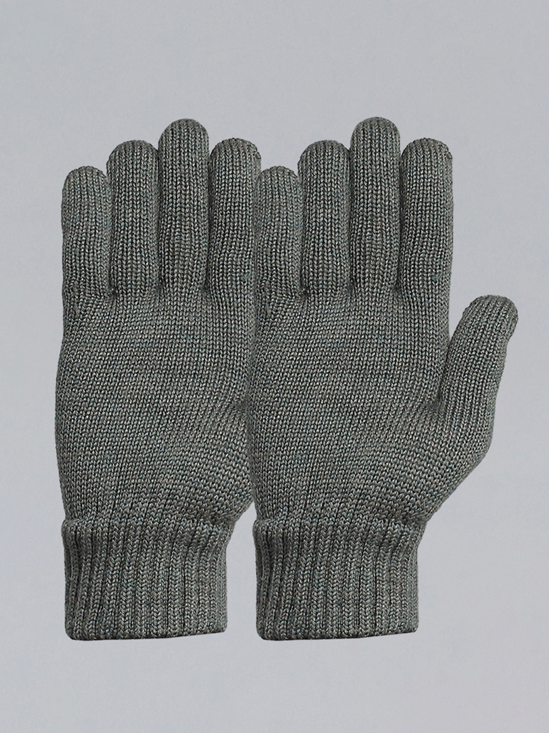 Men Olive Self Design Gloves