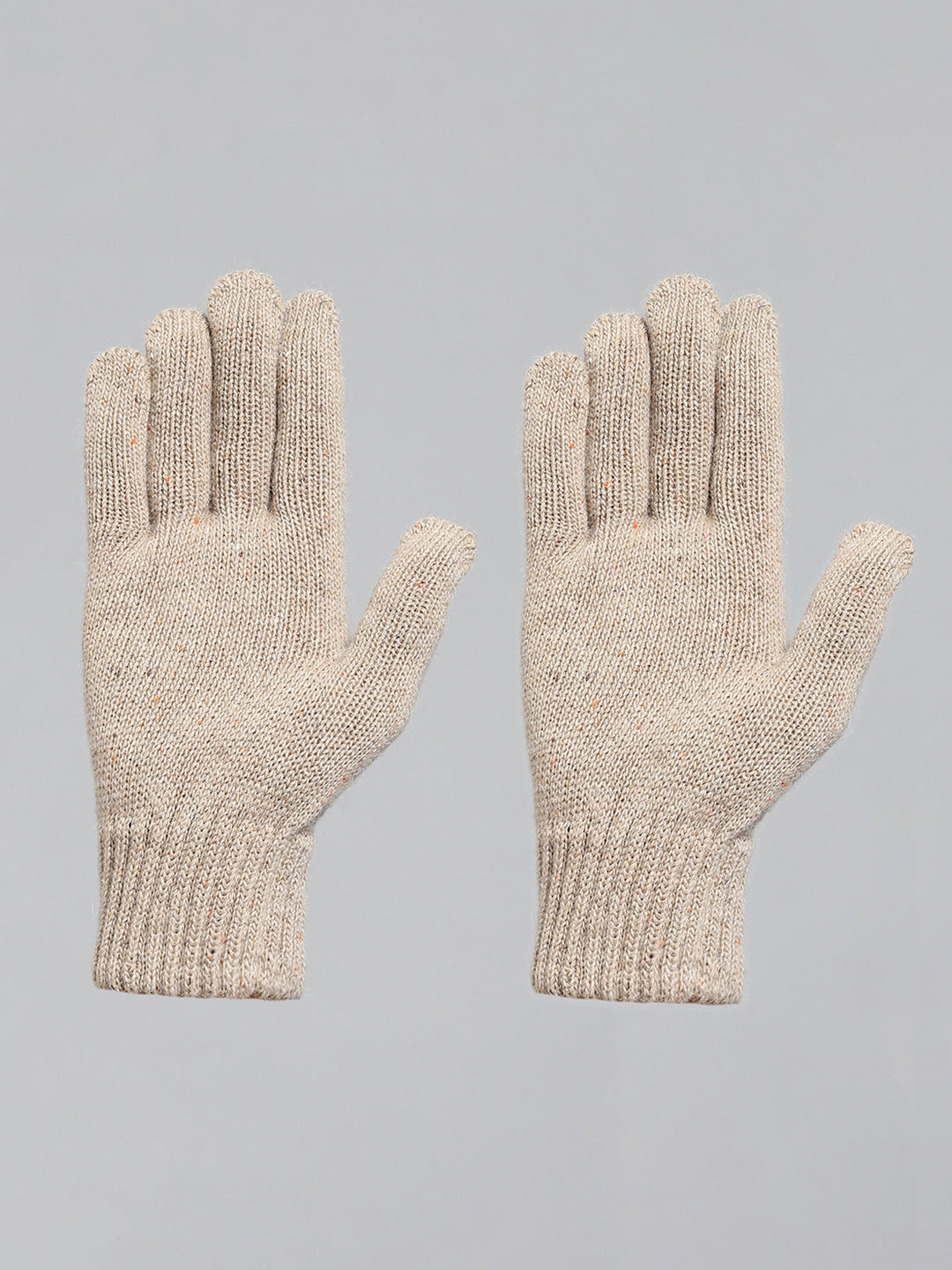 Men Beige Solid Gloves