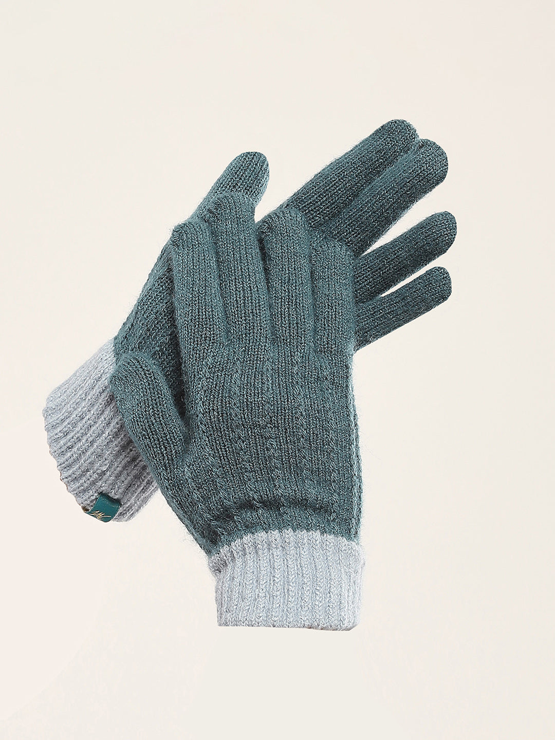 Women Teal Blue Self Design Gloves