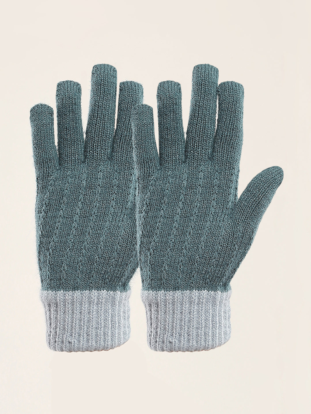 Women Teal Blue Self Design Gloves