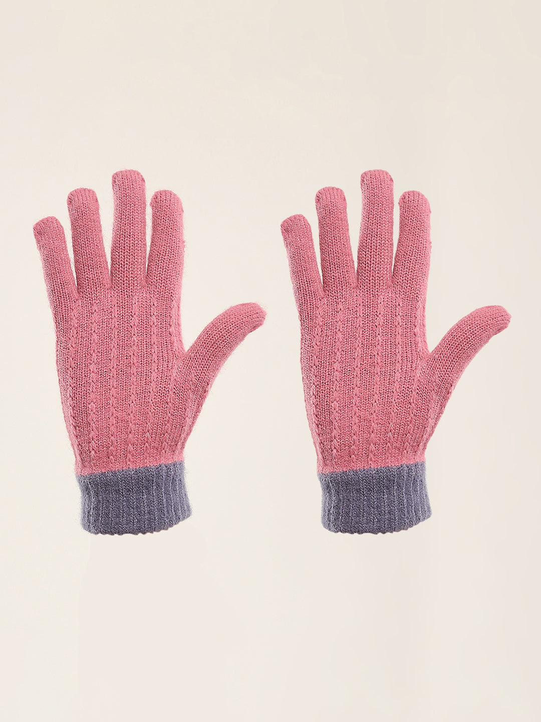 Women Pink Self Design Gloves