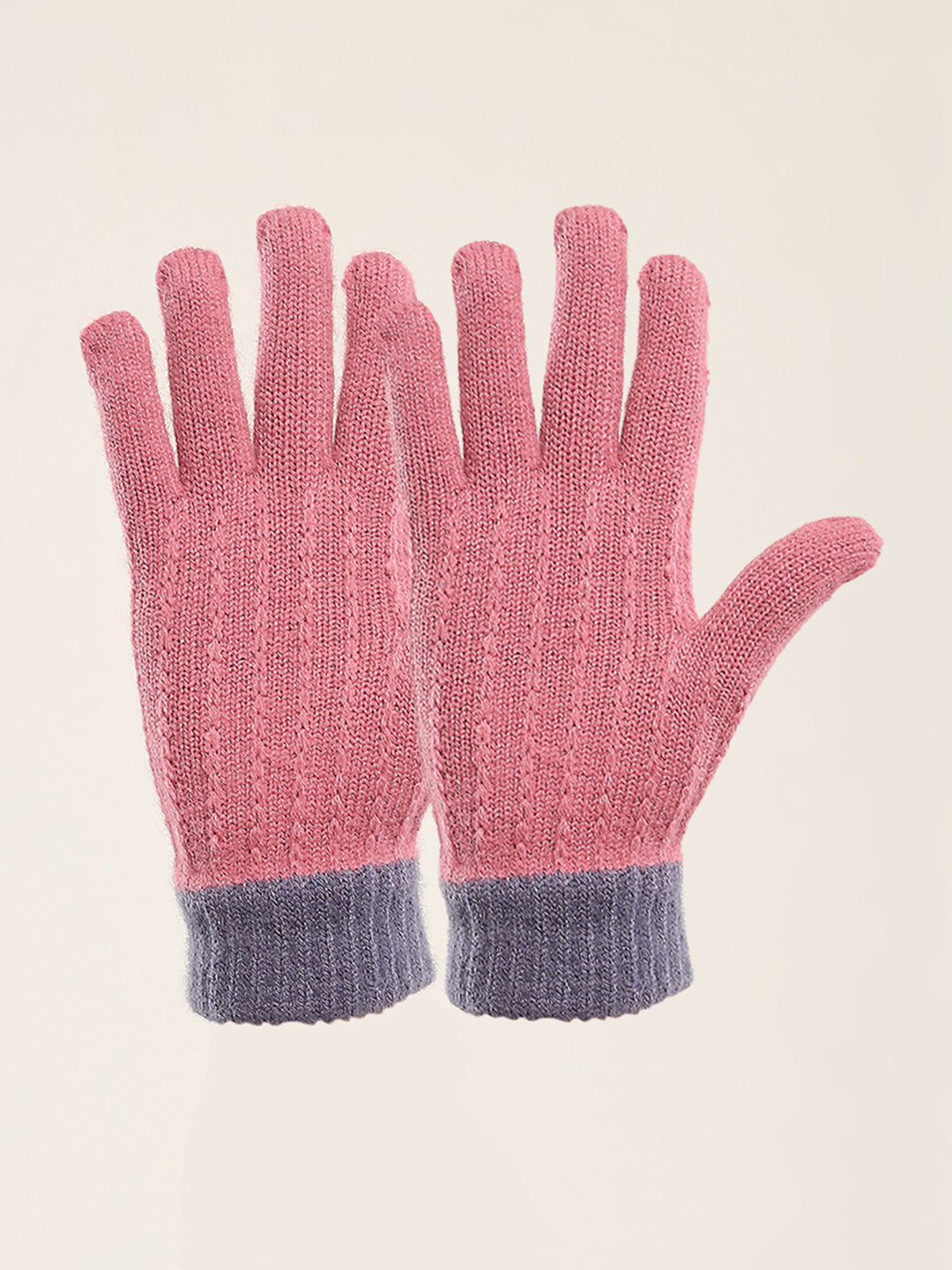 Women Pink Self Design Gloves