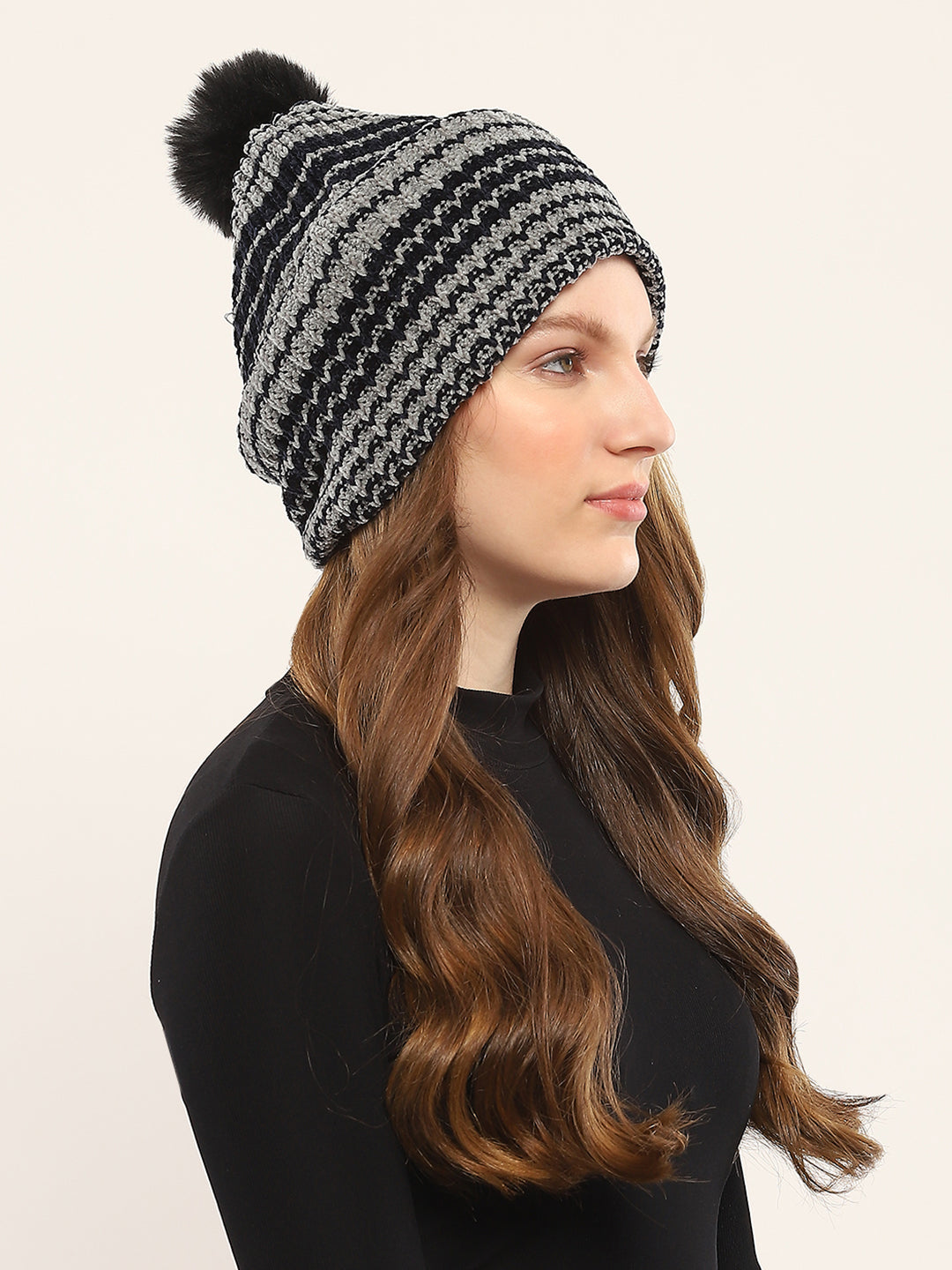 Women Grey Self Design Cap