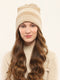 Women Camel Brown Self Design Cap