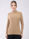 Women Khaki Self Design High Neck Full Sleeve Sceavy
