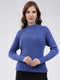 Women Blue Self Design High Neck Full Sleeve Sceavy