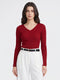 Women Maroon Solid V Neck Full Sleeve Sceavy