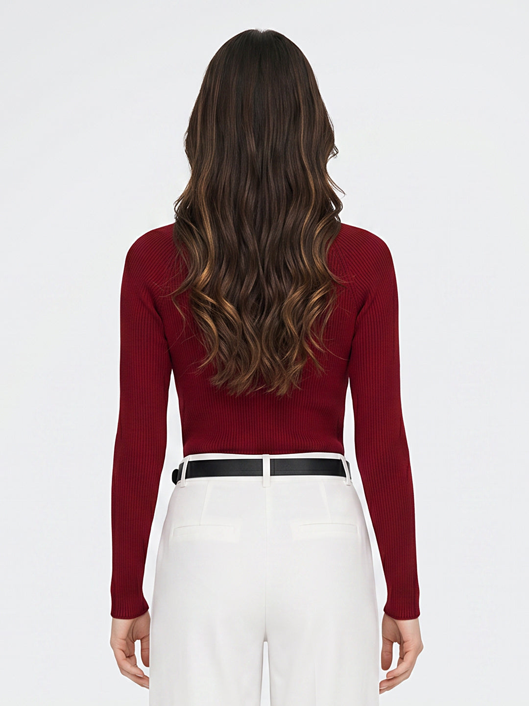 Women Maroon Solid V Neck Full Sleeve Sceavy