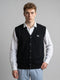 Men Black Self Design V Neck Sleeveless Cardigan