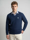 Men Blue Self Design V Neck Full Sleeve Pullover