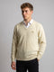 Men Cream Self Design V Neck Full Sleeve Pullover