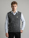 Men Black Jacquard V Neck Sleeveless Sweater