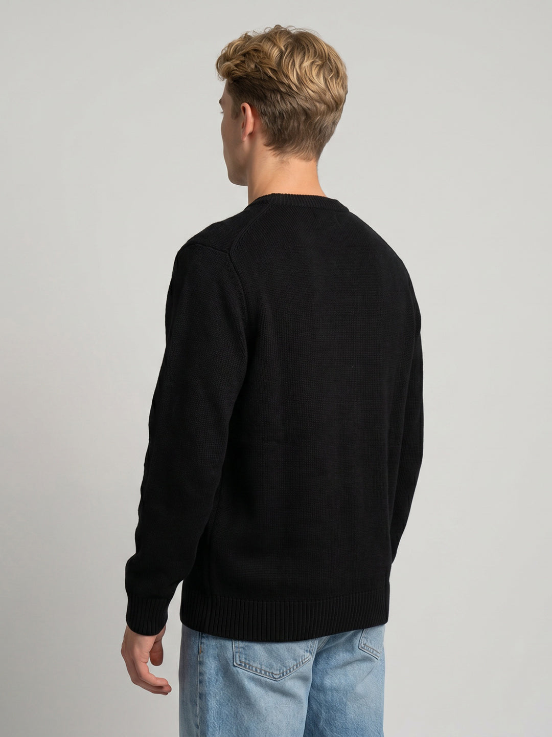 Men Black Self Design V Neck Full Sleeve Cardigan