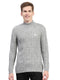 Men Grey Self Design Turtle Neck Full Sleeve Pullover