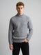 Men Grey Self Design High Neck Full Sleeve Pullover