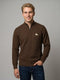 Men Brown Self Design High Neck Full Sleeve Pullover