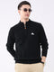 Men Black Self Design Mock Neck Full Sleeve Pullover