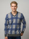 Men Grey Check V Neck Full Sleeve Pullover