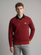 Men Red Jacquard V Neck Full Sleeve Pullover