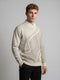 Men Beige Jacquard Round Neck Full Sleeve Pullover