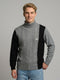 Men Grey Self Design High Neck Full Sleeve Pullover