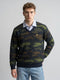 Men Blue Jacquard V Neck Full Sleeve Pullover