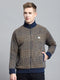 Men Blue Self Design Mock Neck Full Sleeve Jacket