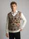 Men White Check V Neck Full Sleeve Pullover